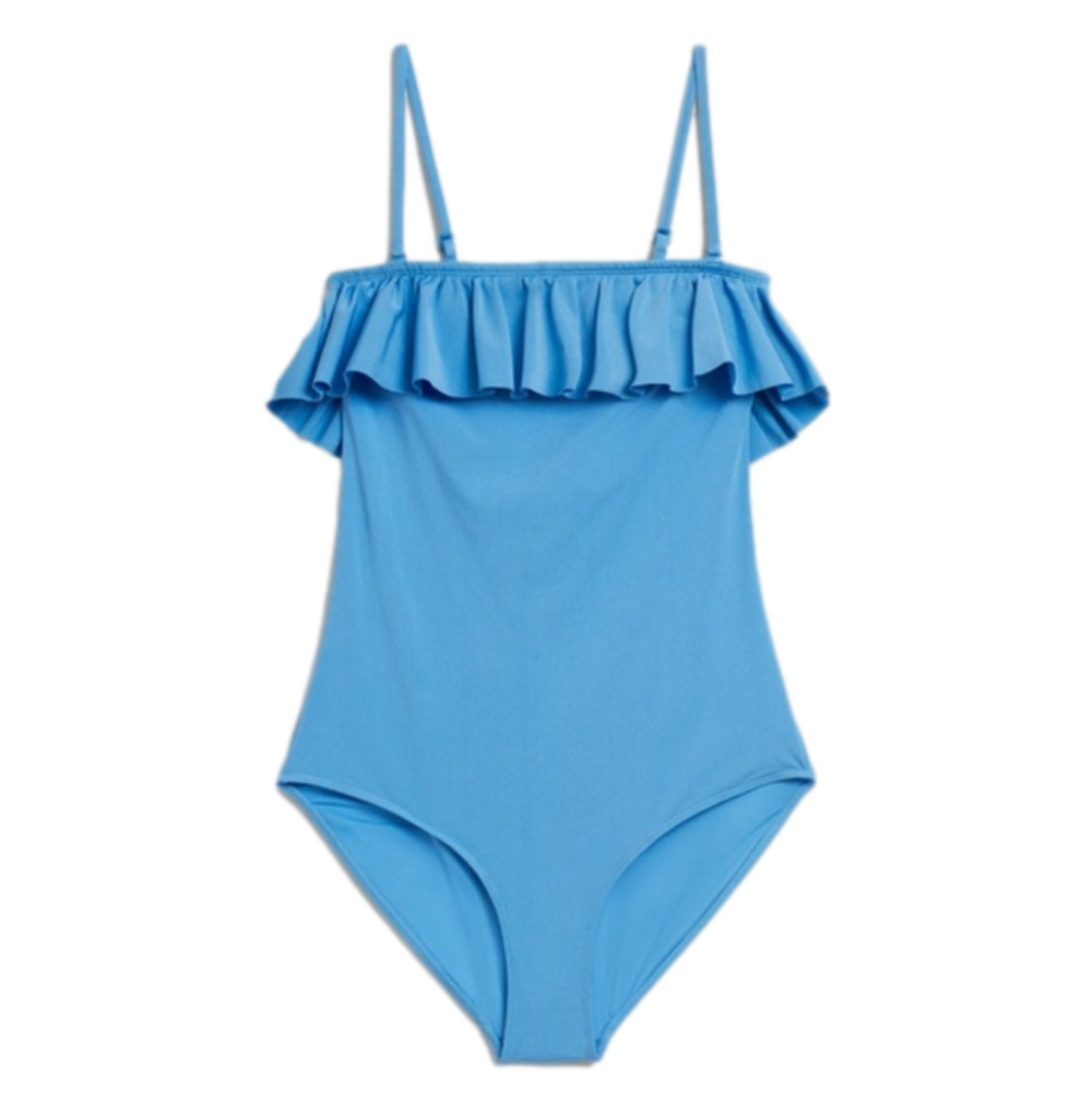 & Other Stories Frill Bandeau Swimsuit NWOT Blue